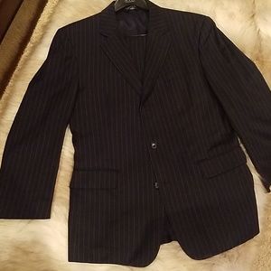 Navy suit with baby blue pin stripes
